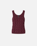 Burgundy knit openwork tank top