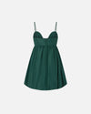 Green taffeta balloon mini dress