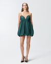 Green taffeta balloon mini dress