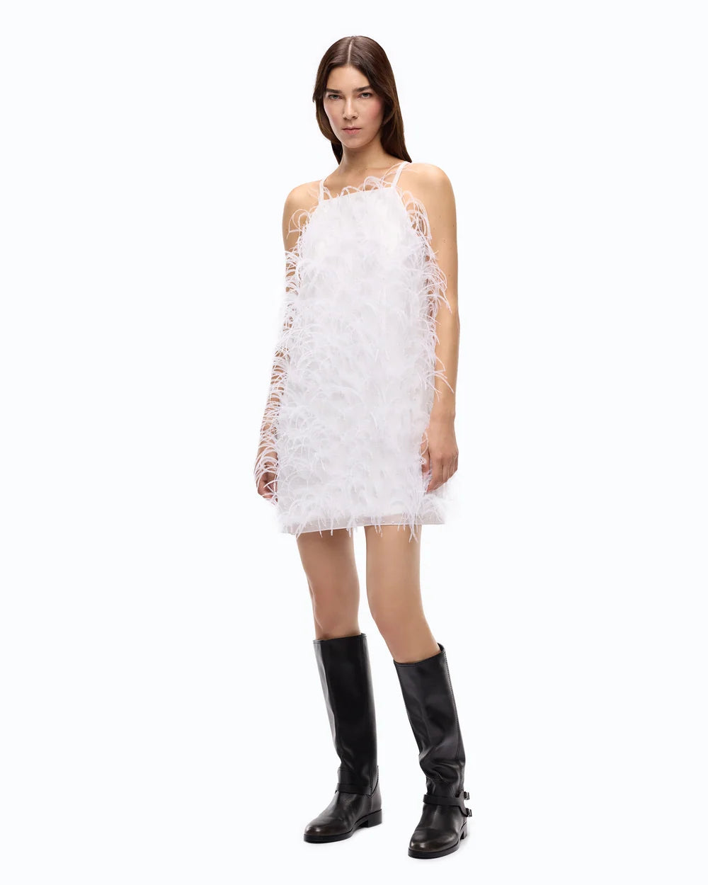 White short feather dress