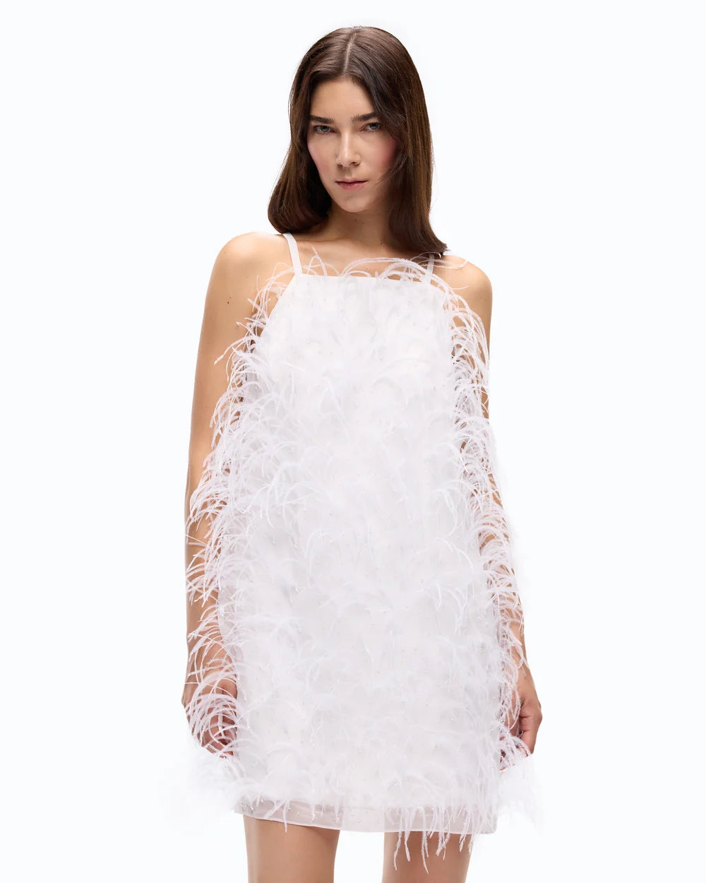 White short feather dress