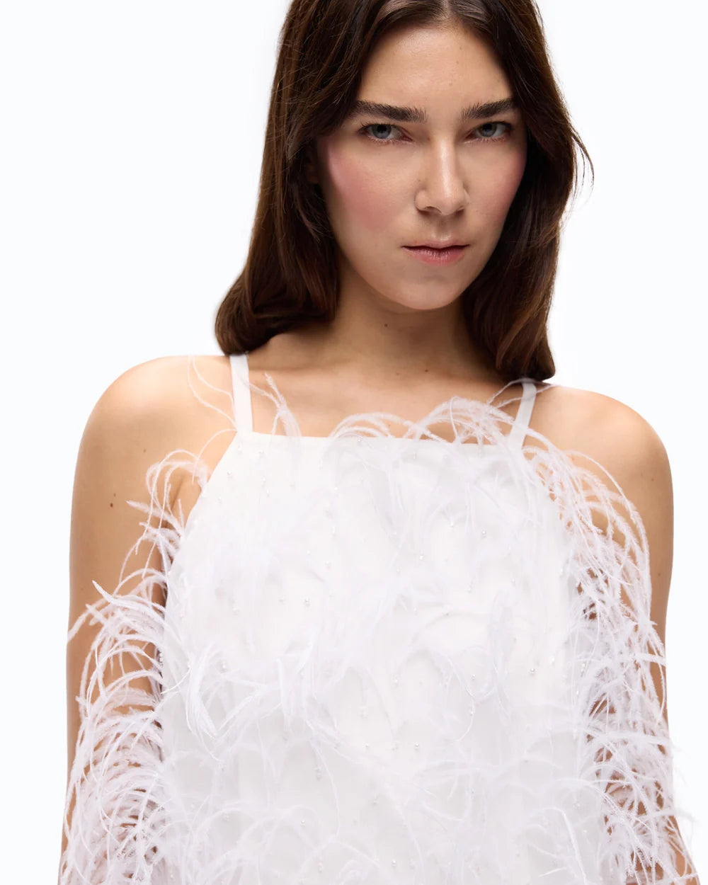 White short feather dress