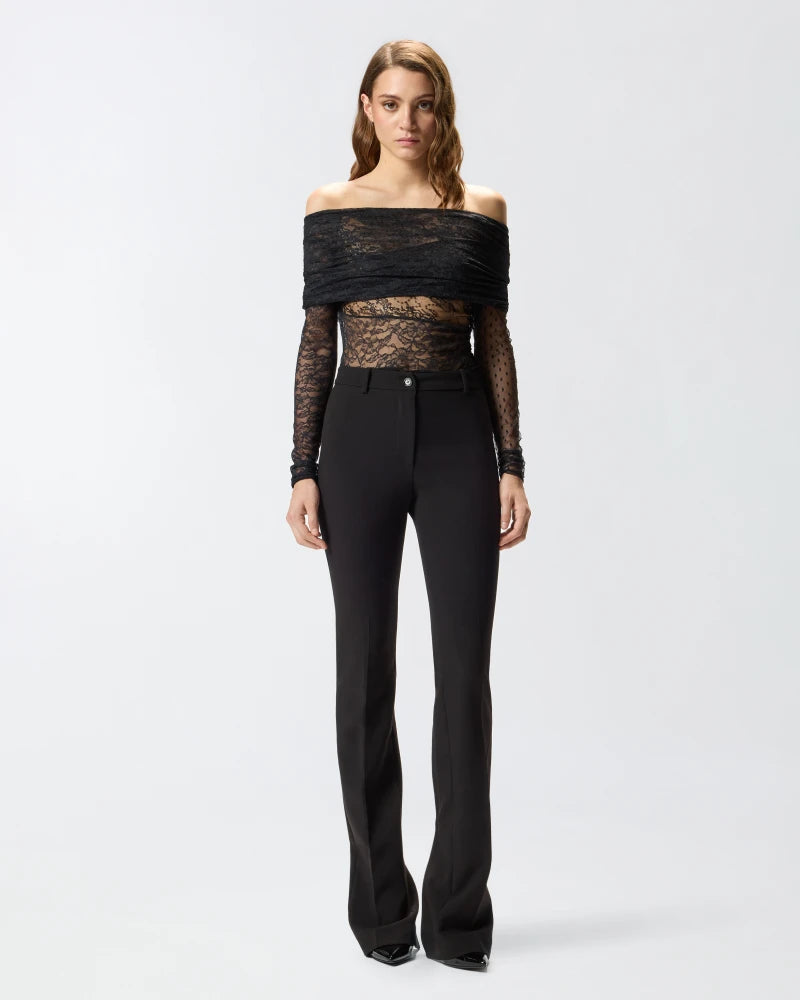 Black lace long sleeve  off shoulder bodysuit