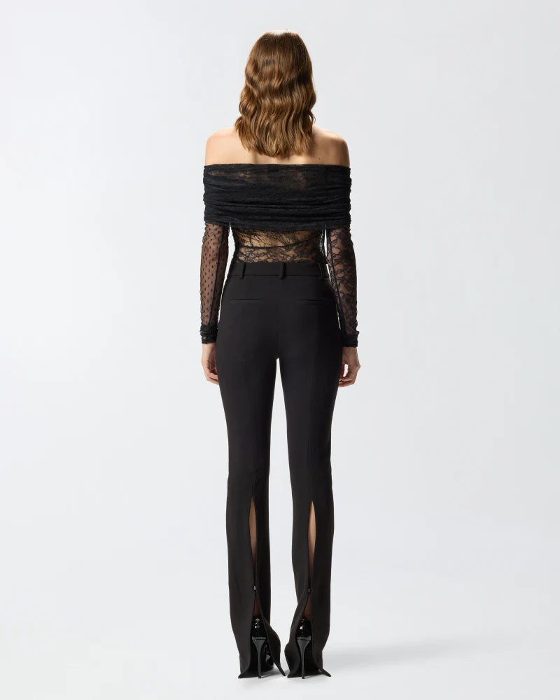 Black lace long sleeve  off shoulder bodysuit