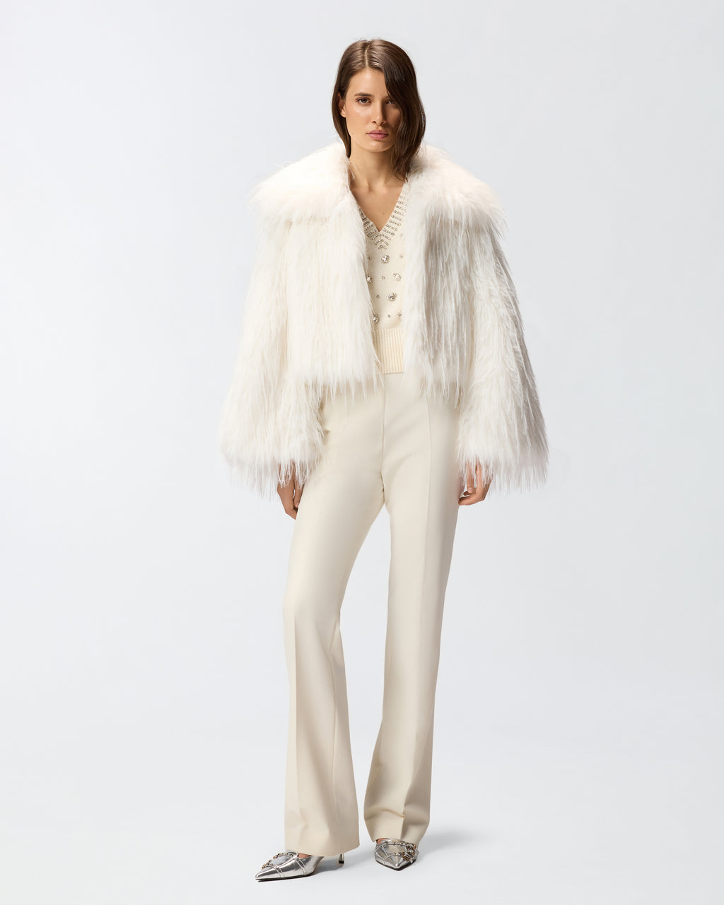 Ivory knit vest with rhinestones