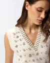 Ivory knit vest with rhinestones