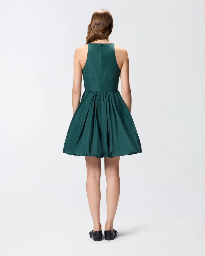 Green sleeveless dress with balloon skirt