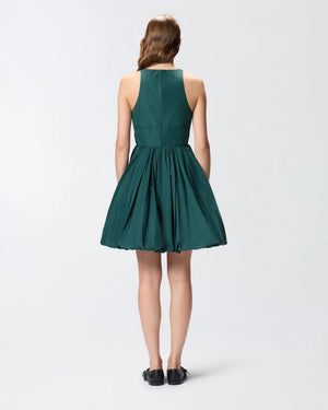 Green sleeveless dress with balloon skirt