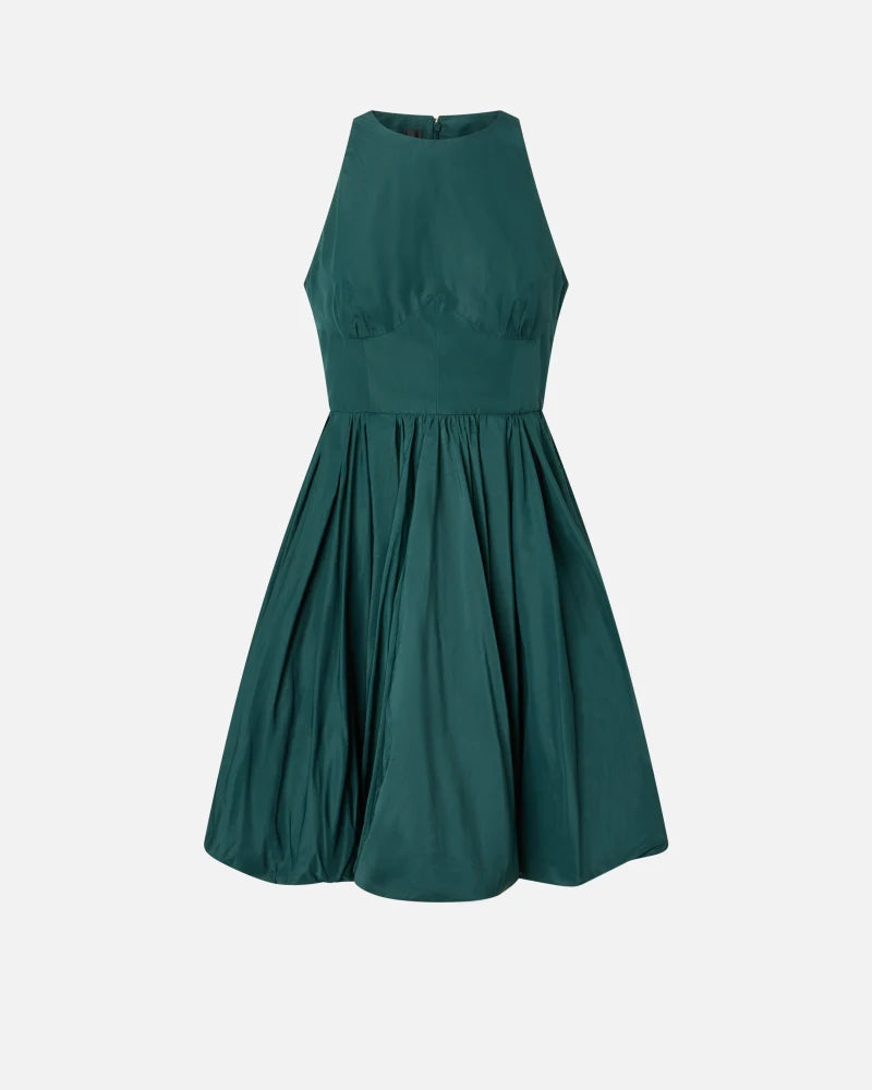 Green sleeveless dress with balloon skirt