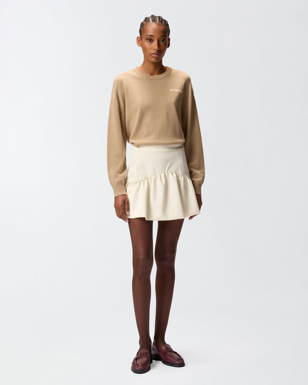Ivory flared miniskirt