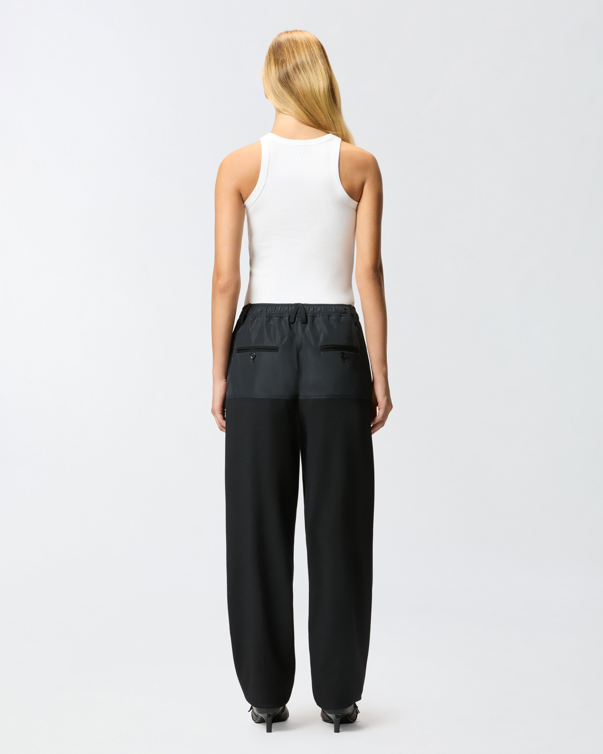 White rhinestone and studs rib knit racerback top