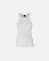 White rhinestone and studs rib knit racerback top