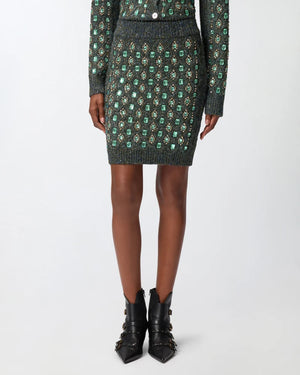 Grey knit skirt with jewels