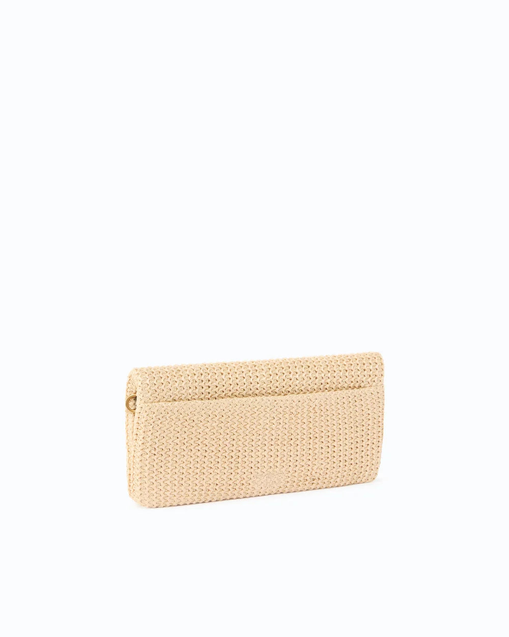 Beige raffia horizontal clutch shoulder bag