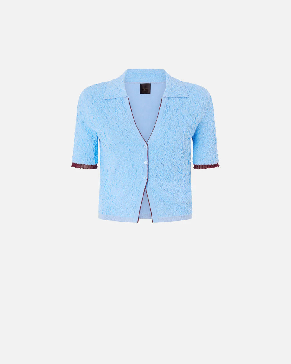 Baby blue jacquard polo lightweight cardigan