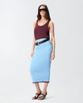 Baby blue jacquard midi skirt