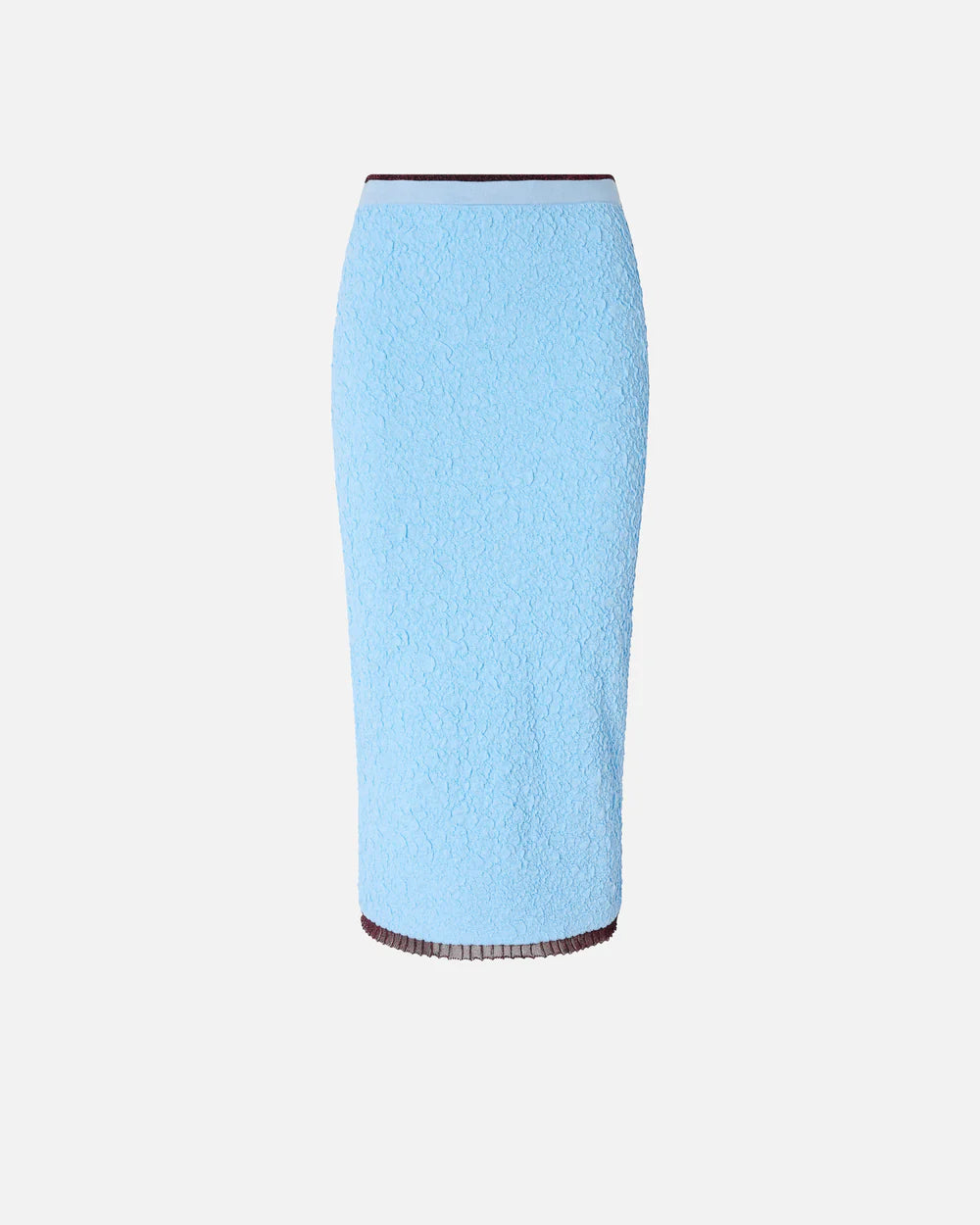 Baby blue jacquard midi skirt