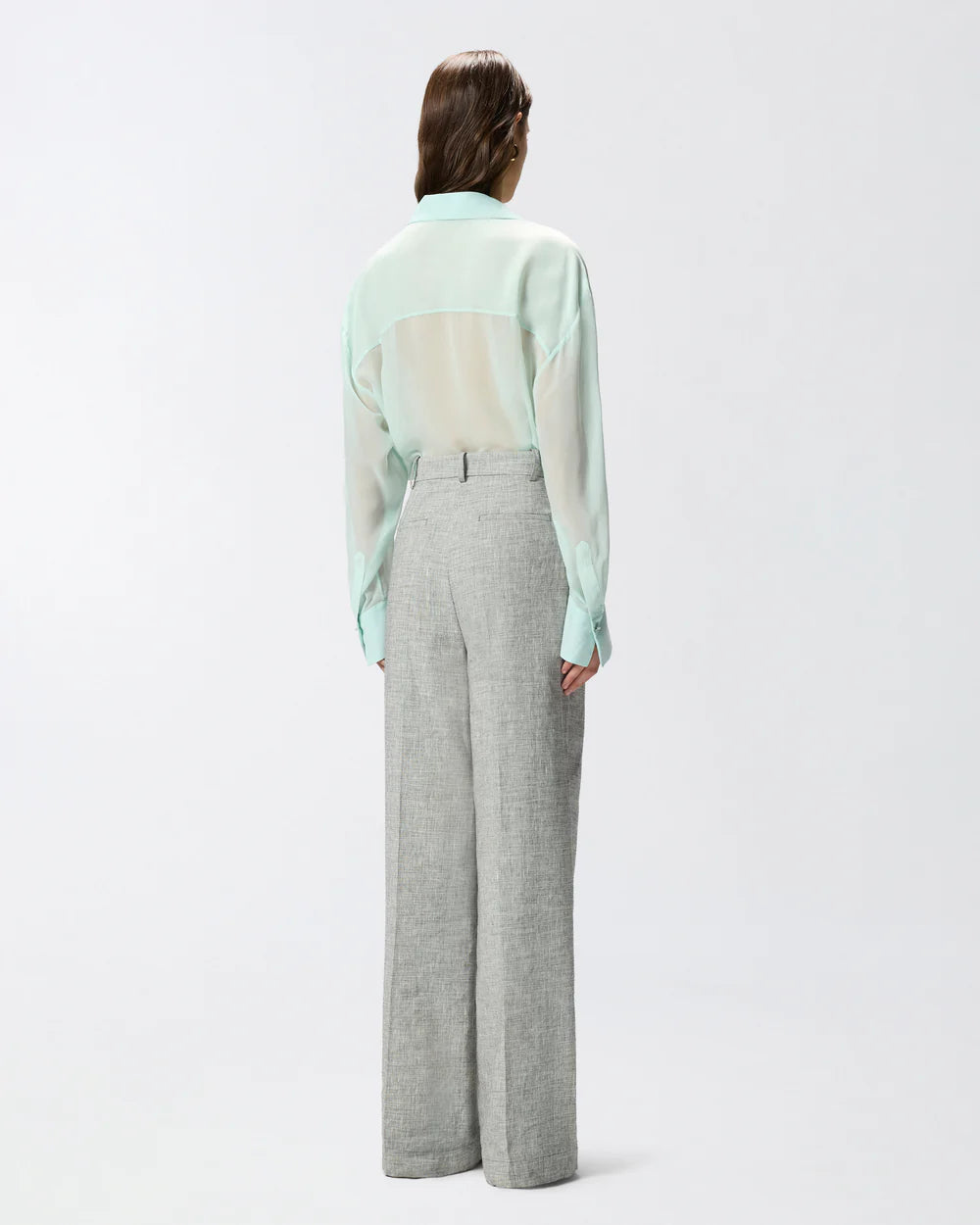 Aqua chiffon shirt with sleeves