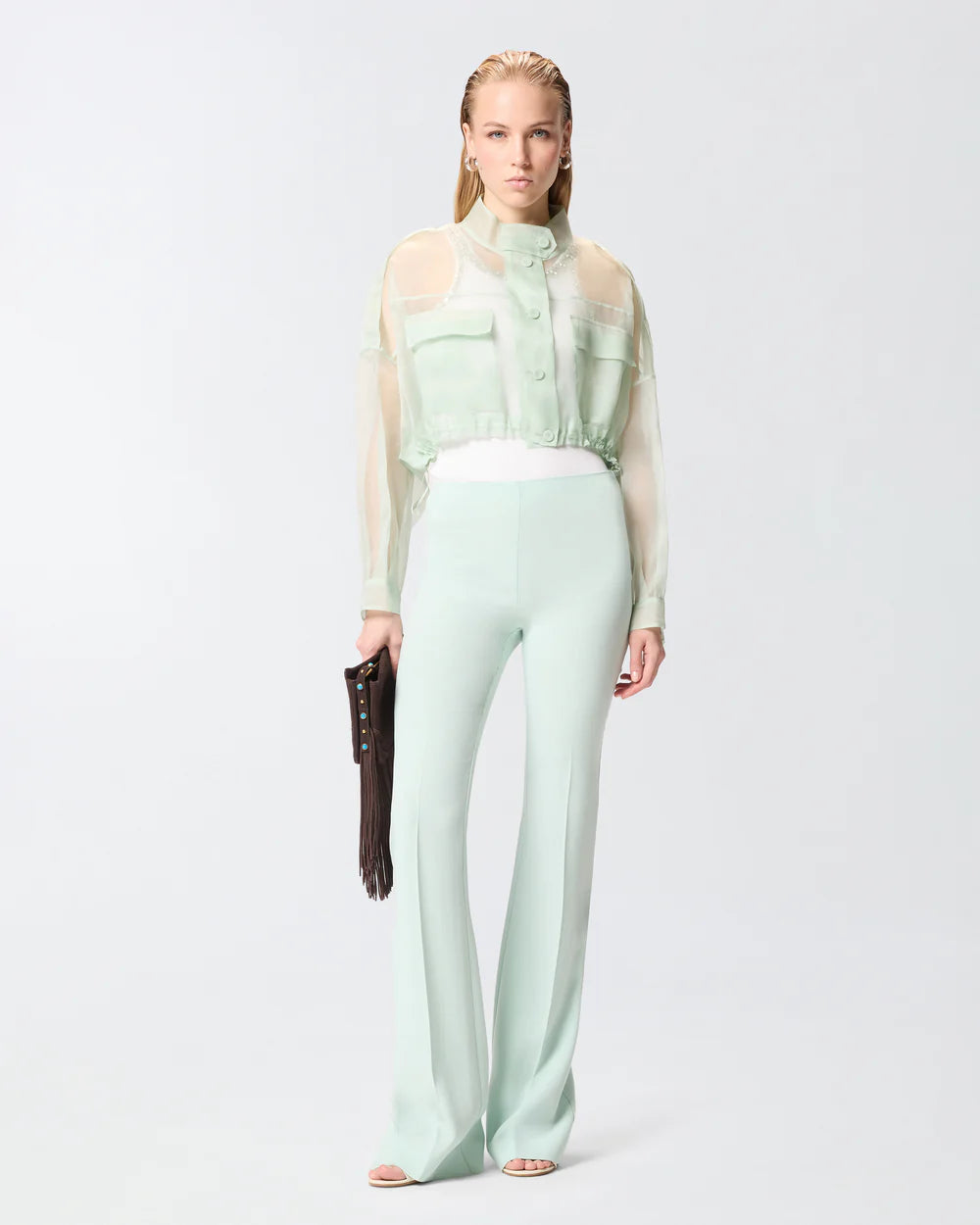 Aqua flared trousers