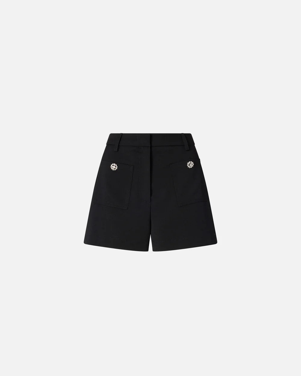 Black shorts with flower buttons