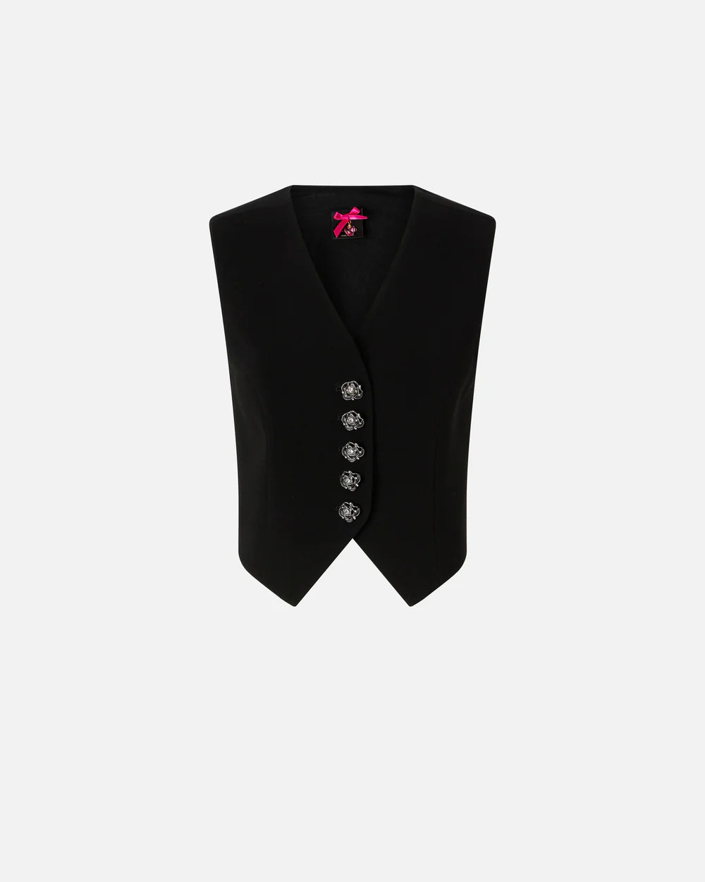 Black vest with rose buttons