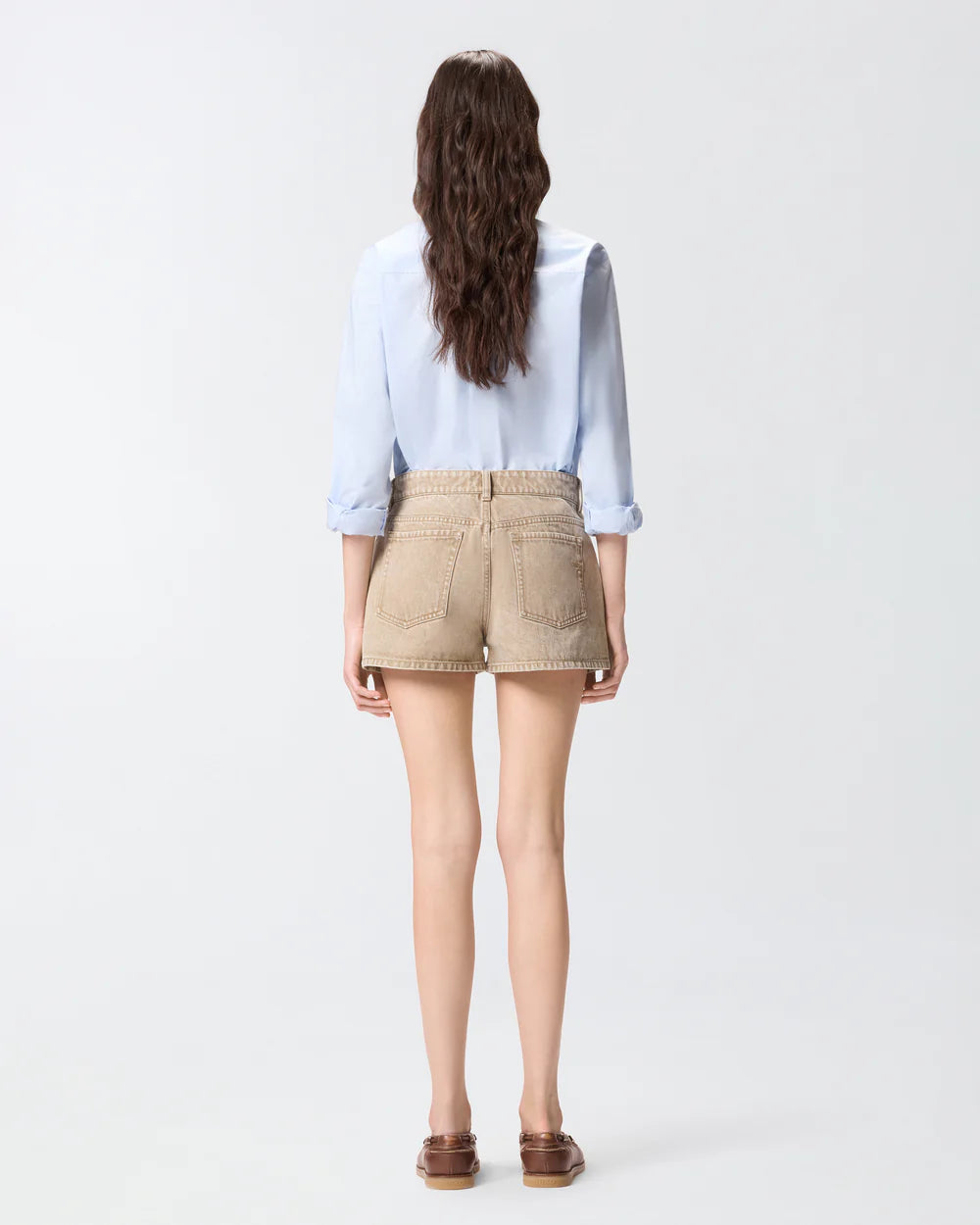 Tan shorts with grommets