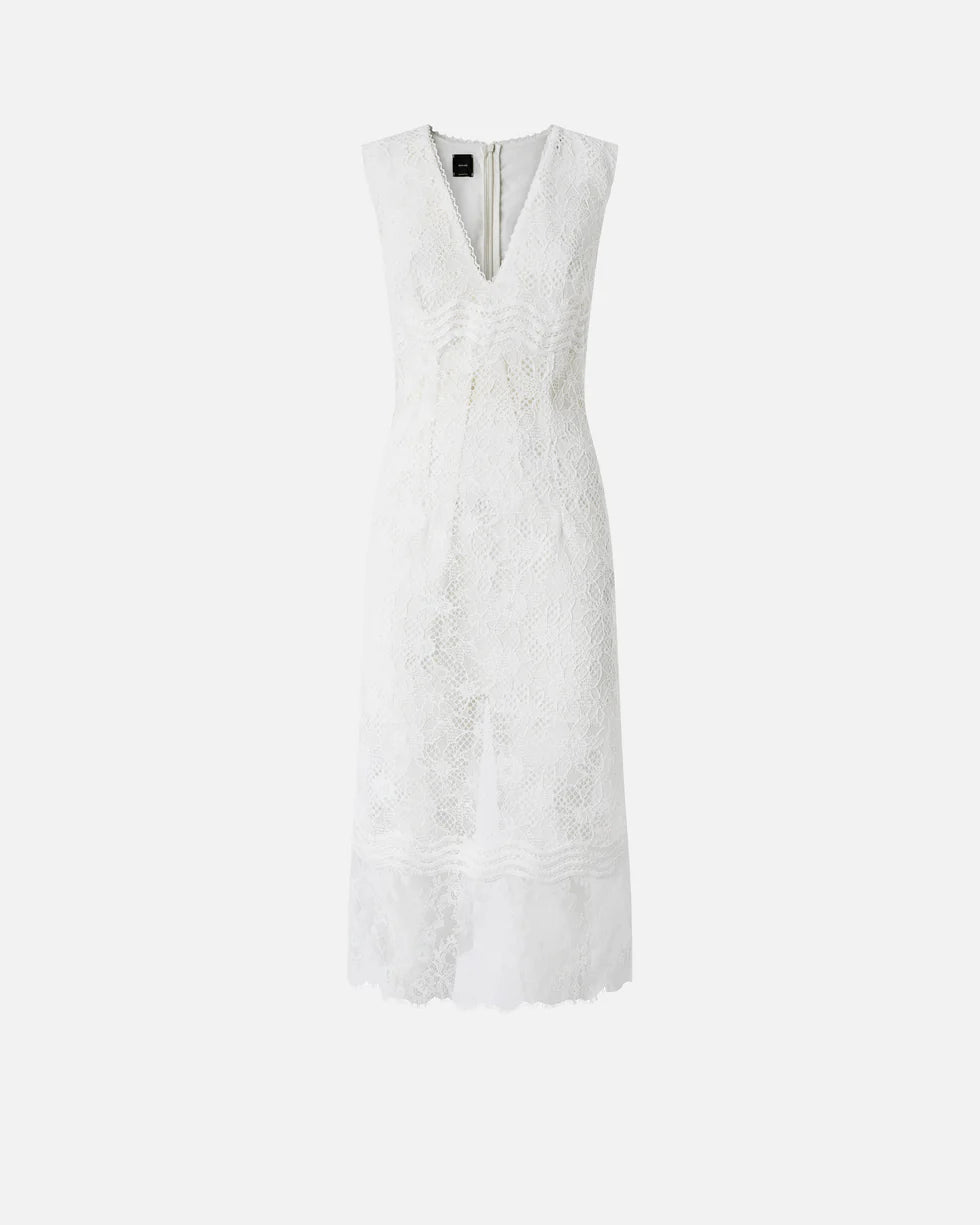 White sleeveless lace midi dress