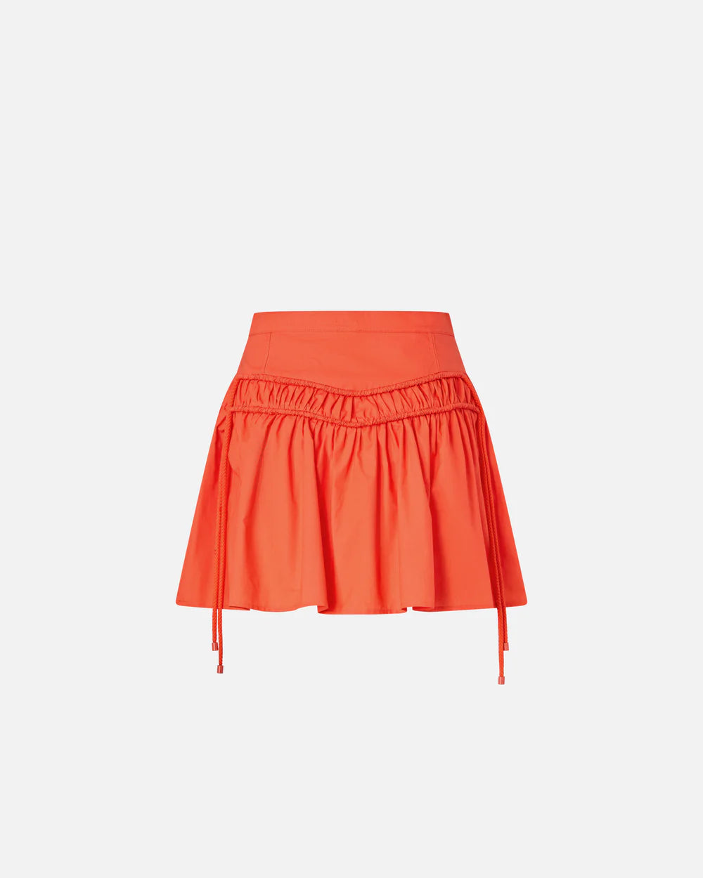 Red short cotton skirt with drawstrings
