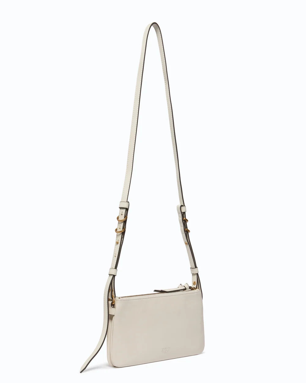 Ivory mini double crossbody bag with maxi antique gold studs