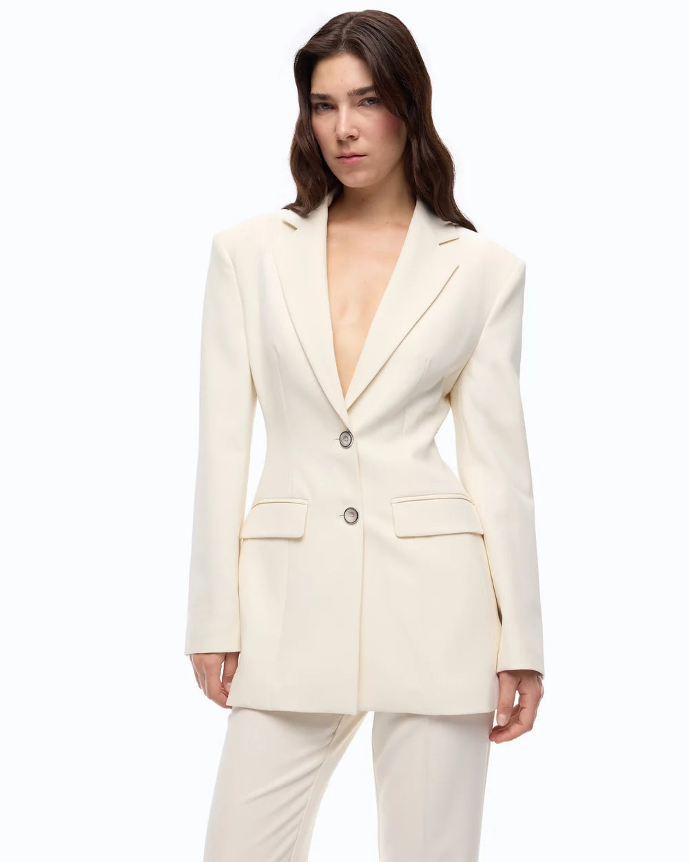 Ivory slim fit structured jacket