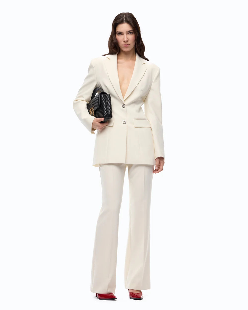 Ivory slim fit structured jacket
