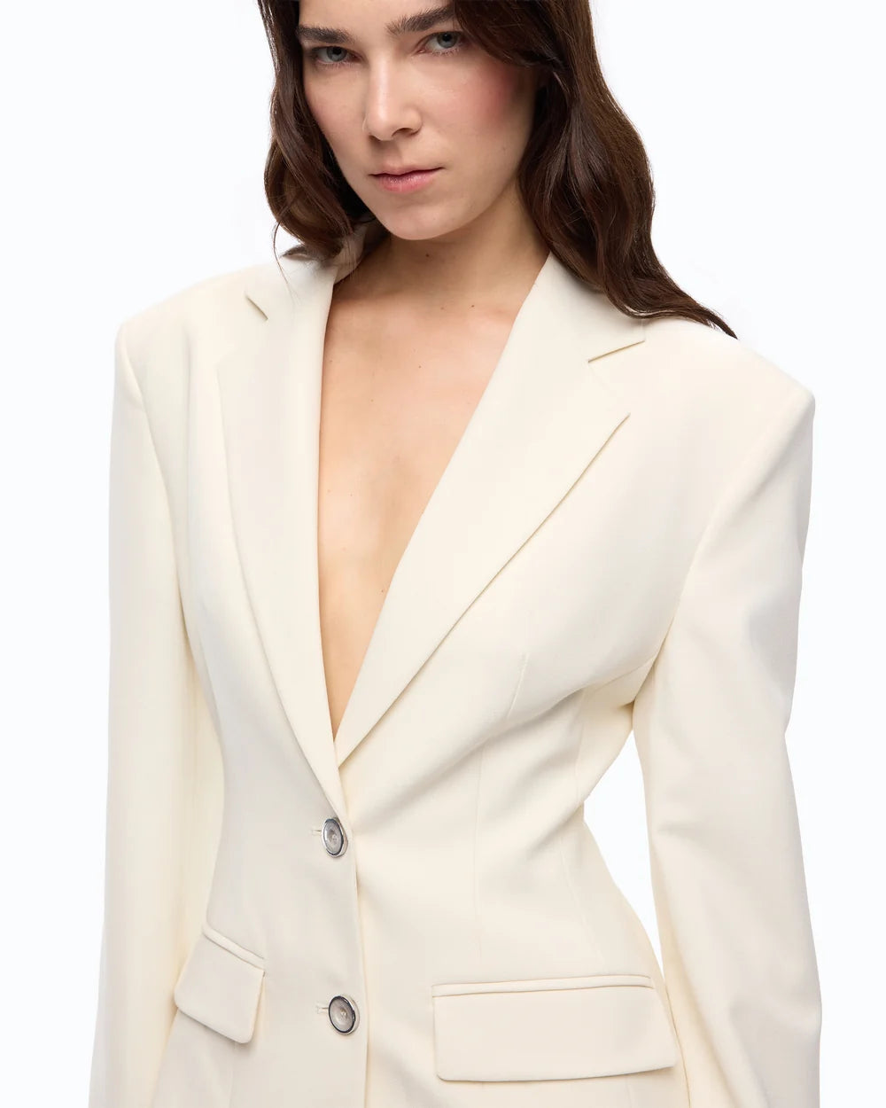 Ivory slim fit structured jacket
