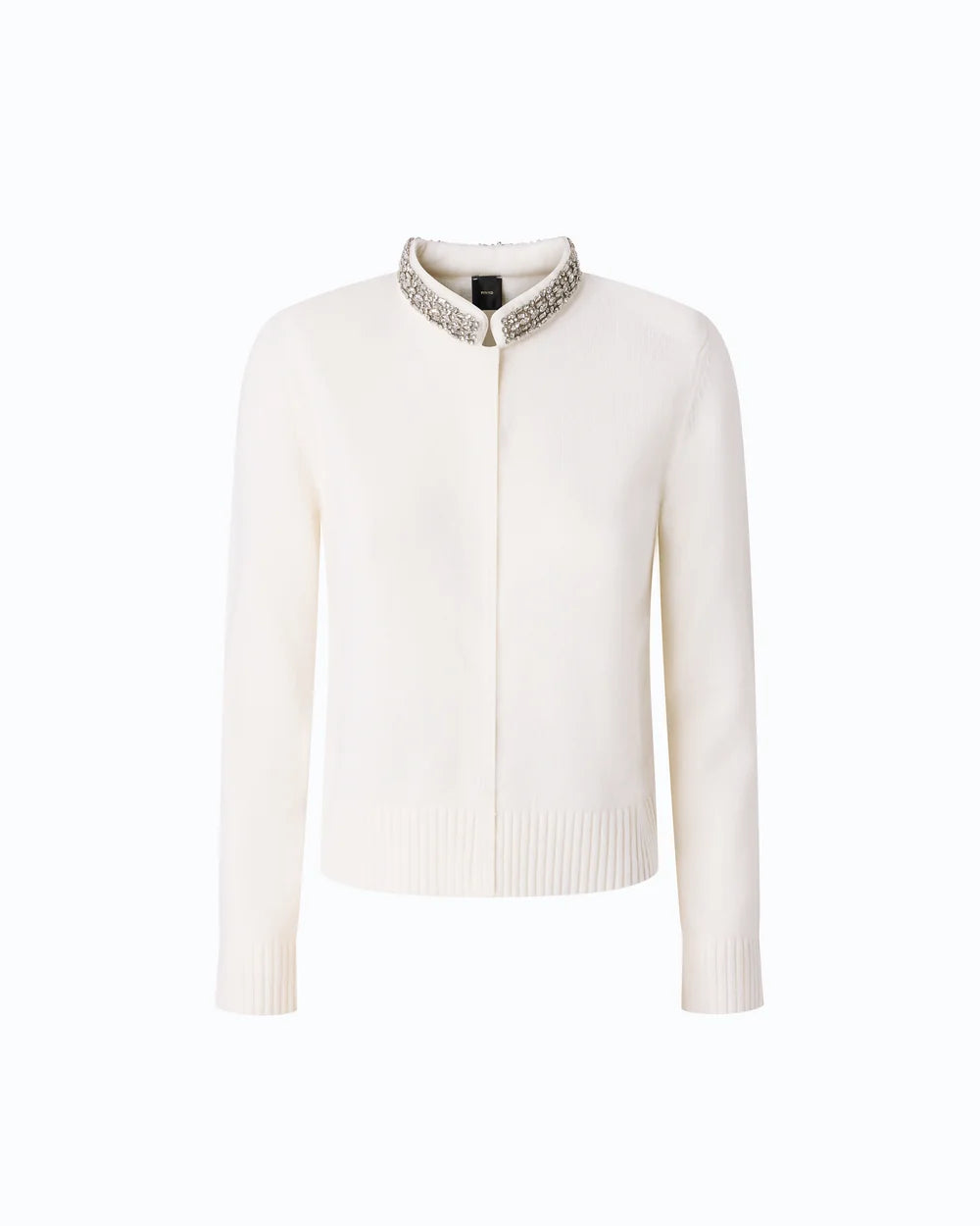 Ivory cardigan with jewel collar