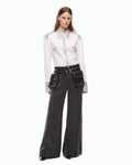 White cotton poplin shirt with gromets