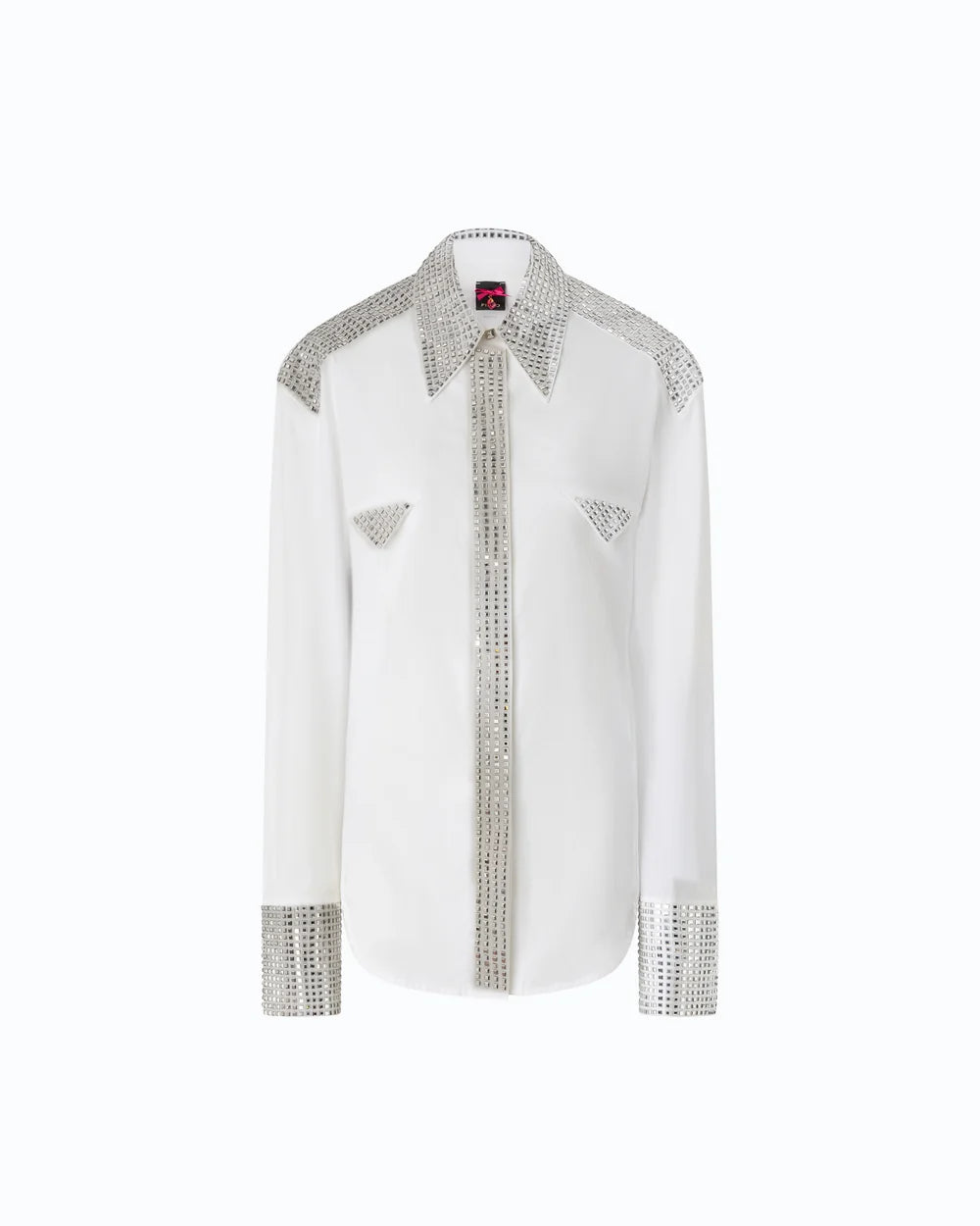 White cotton poplin shirt with gromets