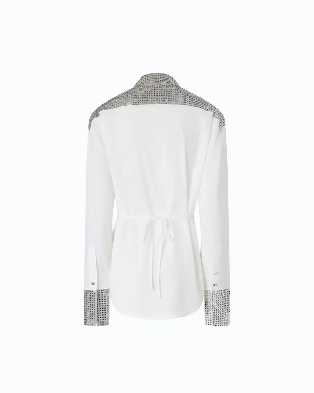 White cotton poplin shirt with gromets