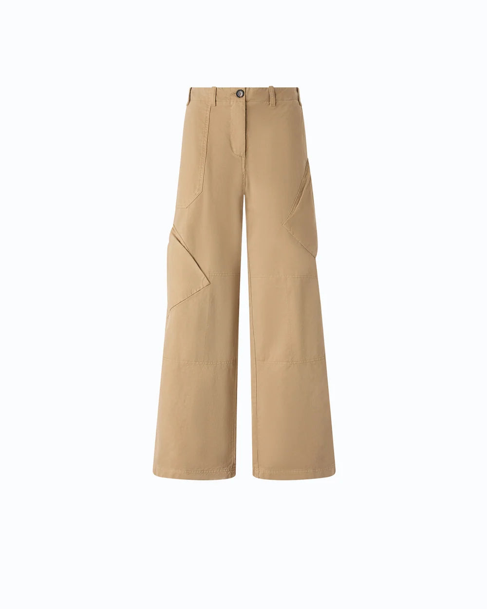 Camel cargo pants with asymmetric pockets