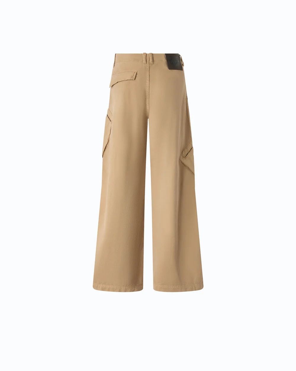 Camel cargo pants with asymmetric pockets