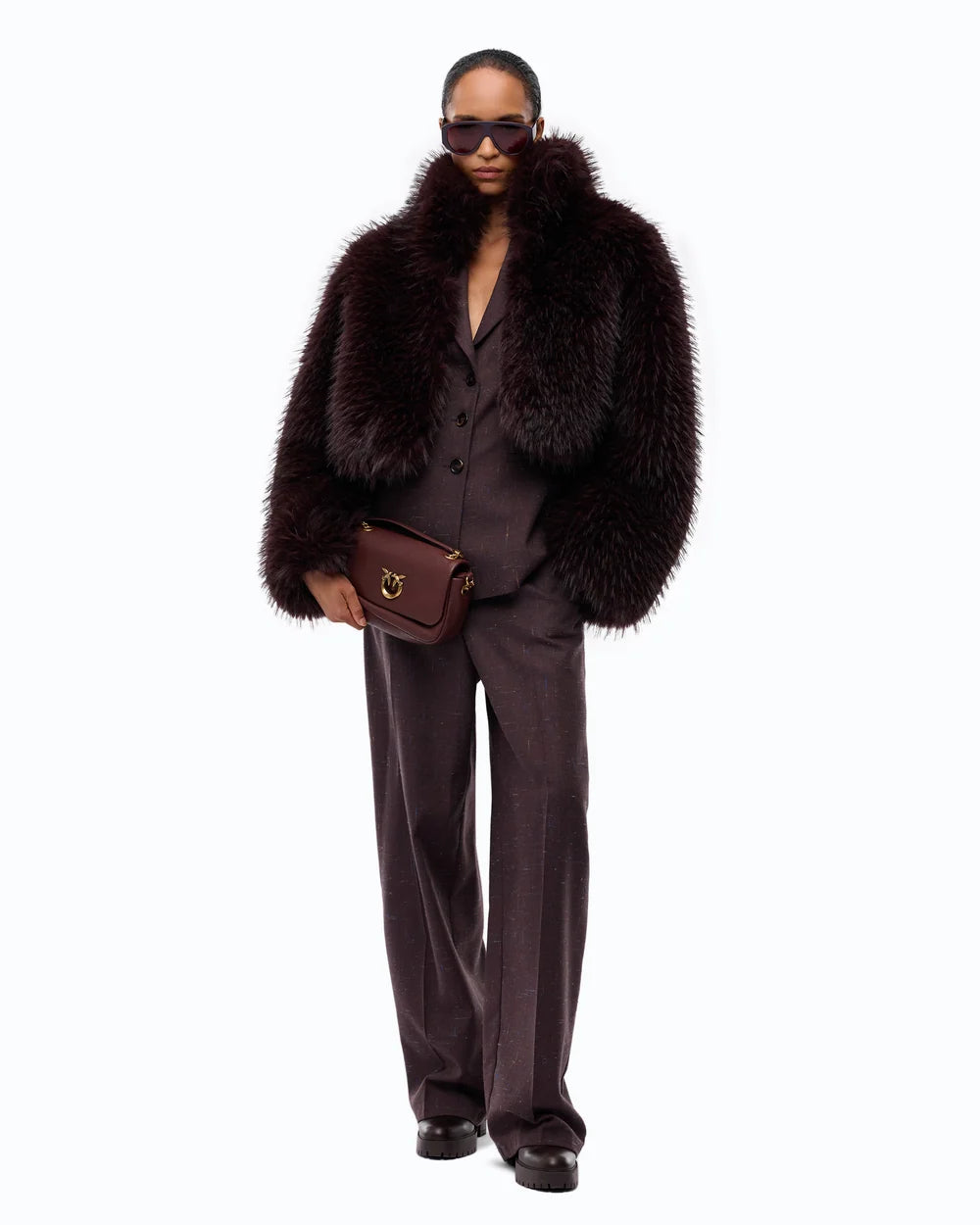 Purple faux fur cropped jacket
