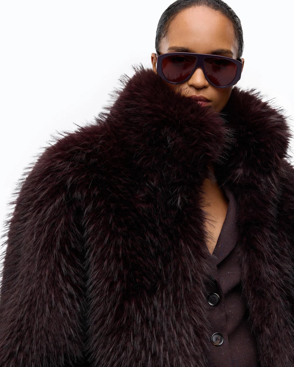 Purple faux fur cropped jacket