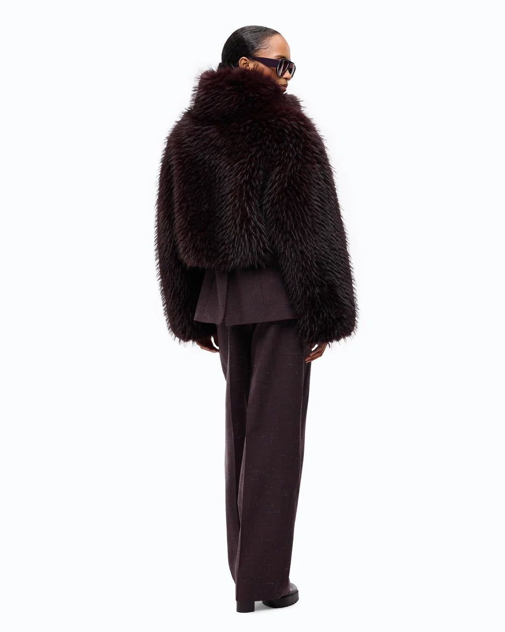 Purple faux fur cropped jacket