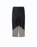 Navy pencil skirt with black lace