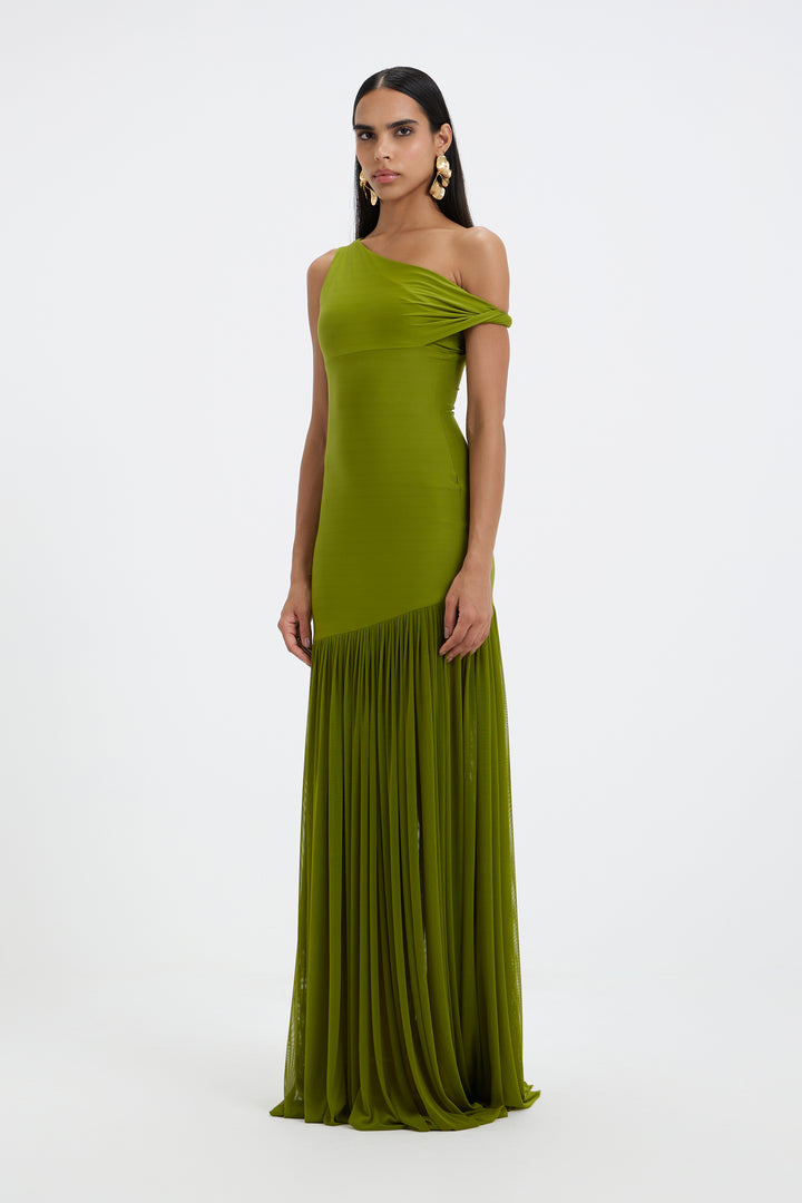 Lime green lycra long gown