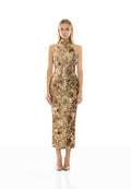 Gold halter Florentine Sunset long dress
