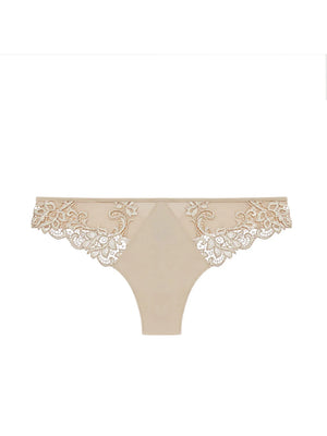 Nude lace thong