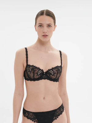 Black lace demi bra