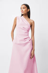 Pink A-line long  one shoulder Dress