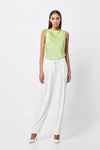 Lime green satin cowl back Top