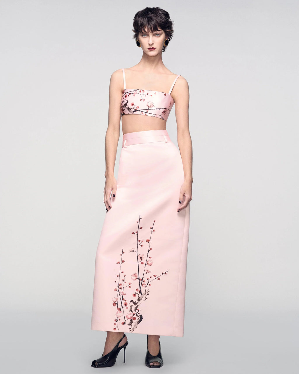 Pink cherry blossom crop top