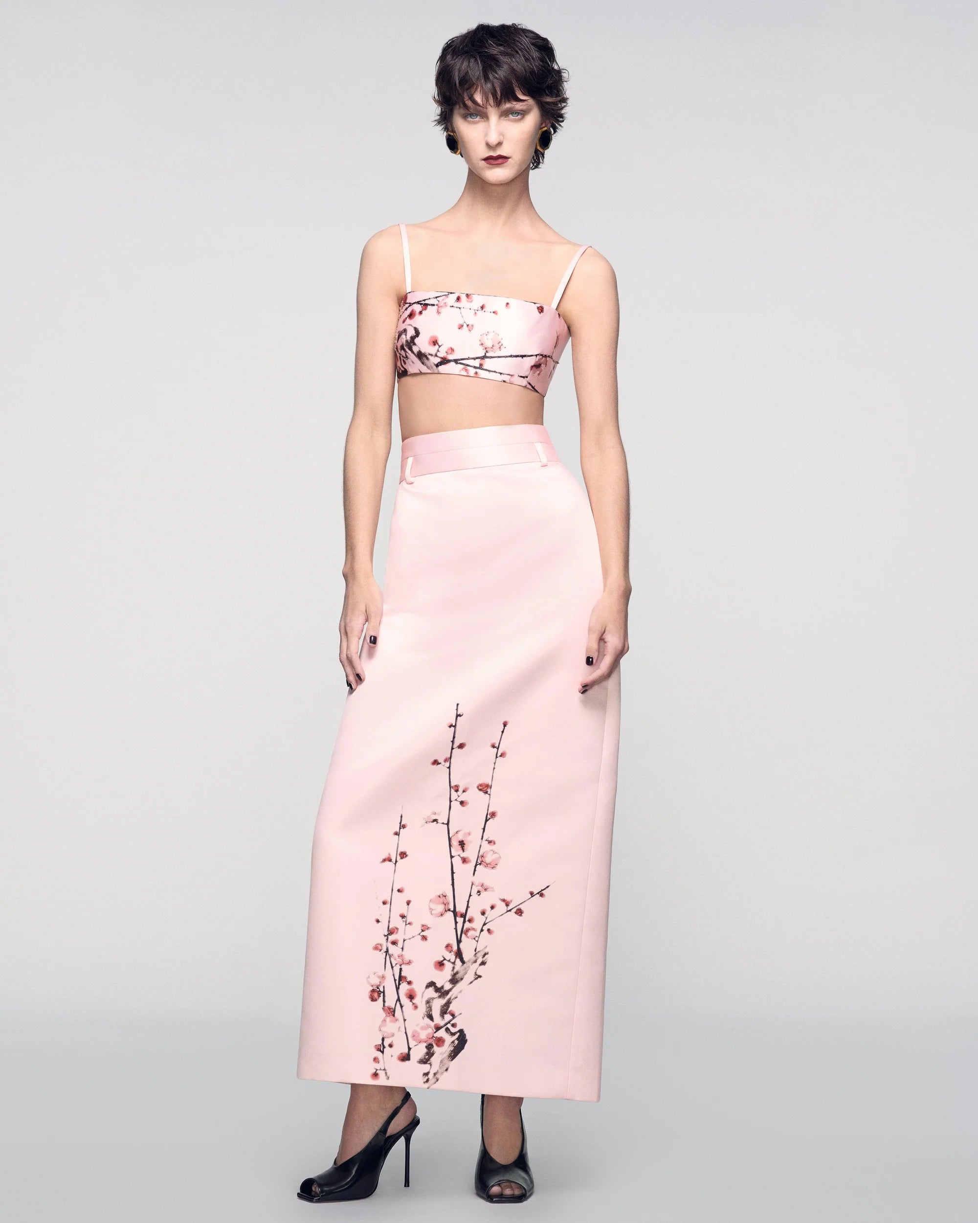 Pink cherry blossom crop top